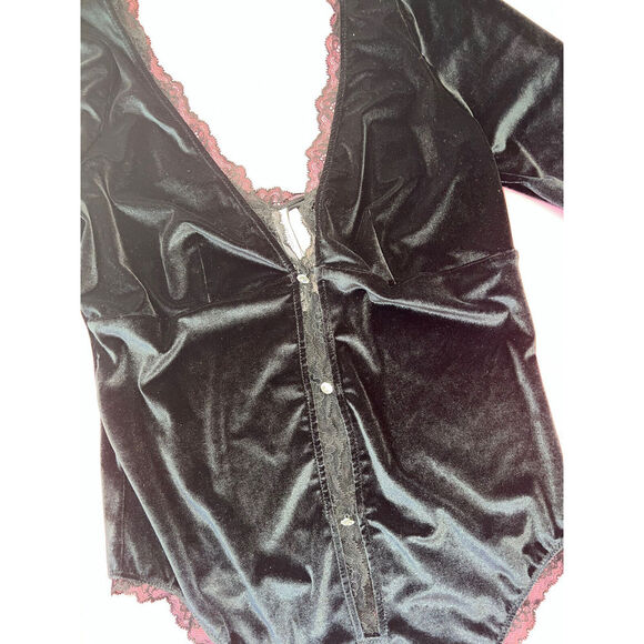 Victoria's Secret M/DD 34DDD/36DD CORSET TOP BRA SET M cutout Panty velour BLACK - Picture 6 of 14